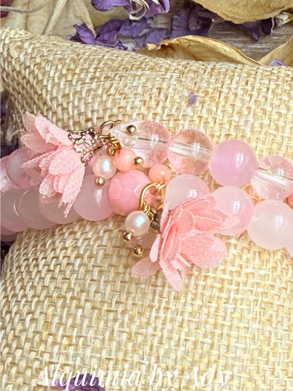 Alquimia Blush Pink Floral Charm Bracelet
